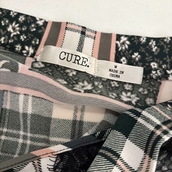 Cure Blouse Women's Medium V-Neck Patchwork 3/4 Sleeve Printed Shirt Top - Picture 8 of 10